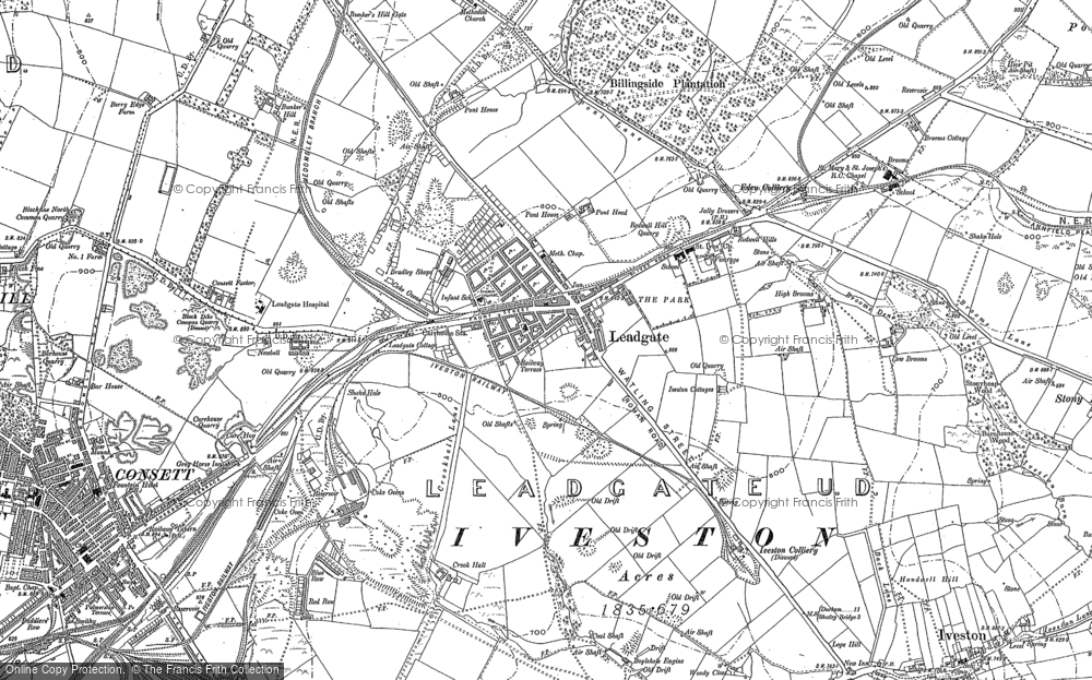 Old Map of Leadgate, 1916 - 1919 in 1916