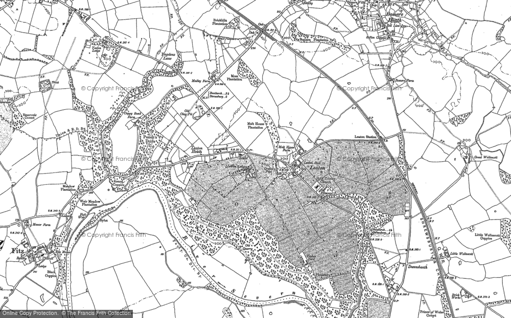 Old Map of Historic Map covering Leaton Heath in 1880