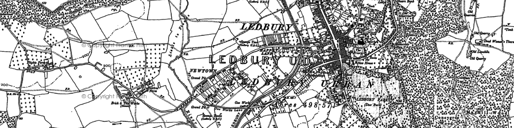 Old map of Ledbury in 1886