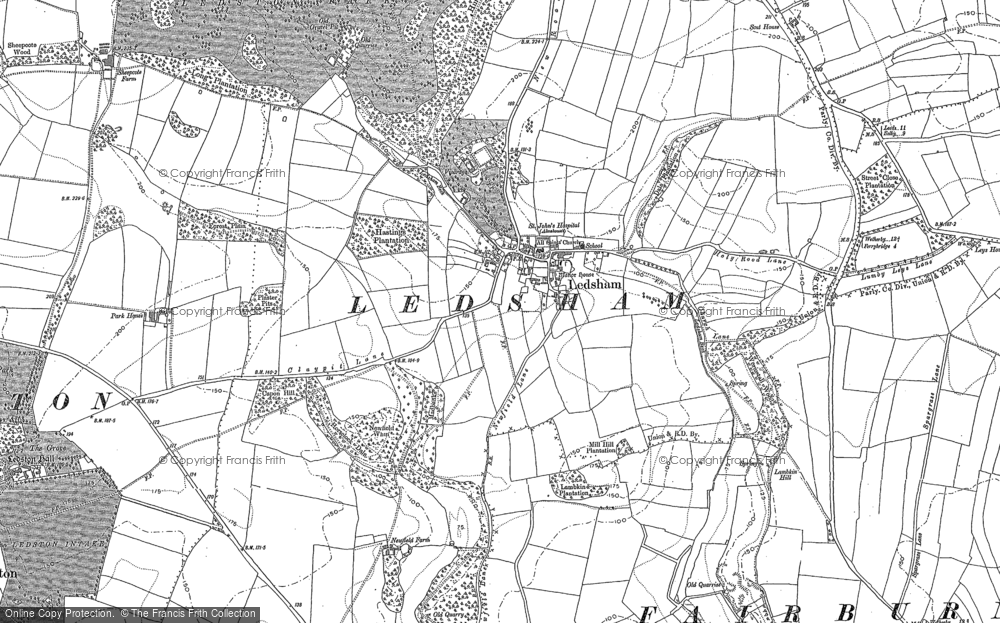 Old Map of Historic Map covering Ledston Park in 1890