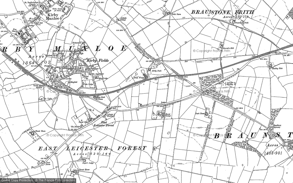 Old Map of Historic Map covering Braunstone Park in 1885