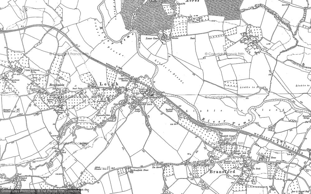 Old Map of Historic Map covering Brockamin in 1884