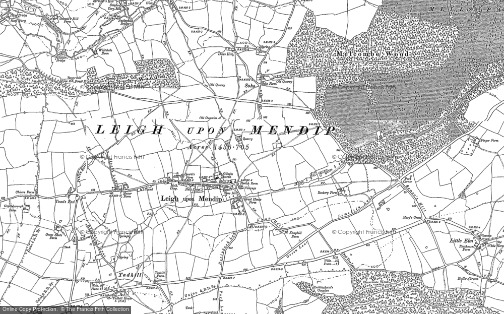 Old Map of Leigh upon Mendip, 1884 in 1884