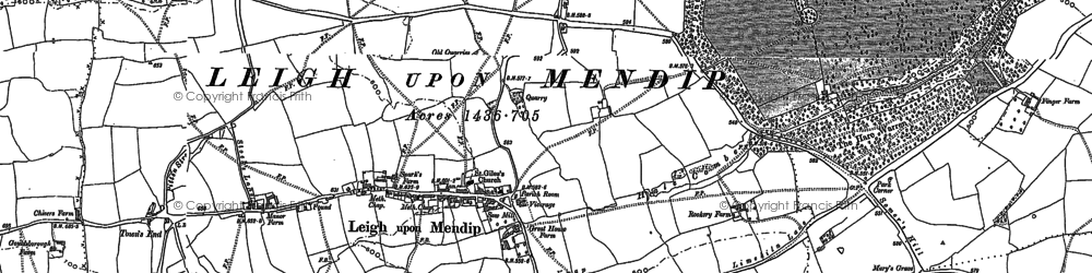 Old map of Leigh upon Mendip in 1884