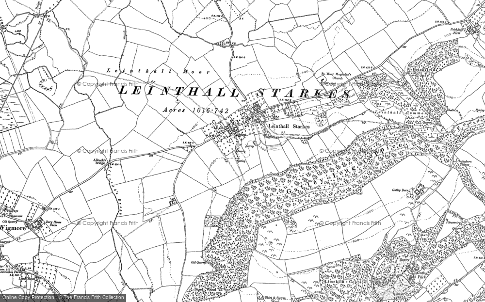 Old Map of Historic Map covering Leinthall Moor in 1884