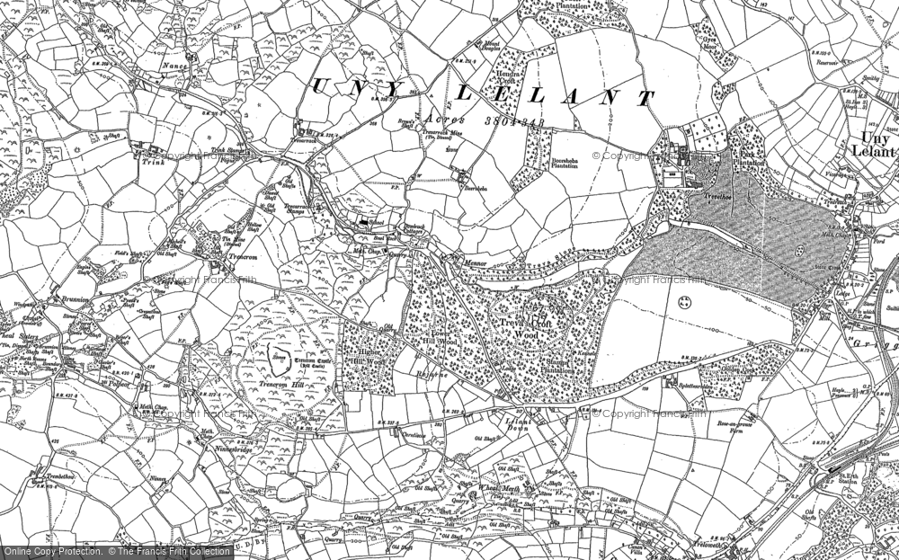 Old Map of Lelant Downs, 1877 in 1877
