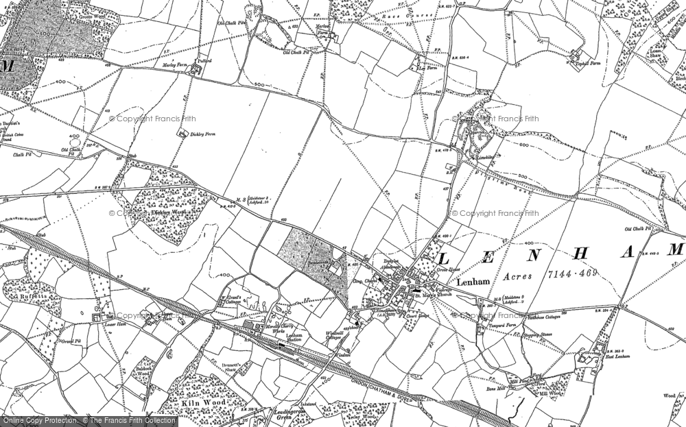 Old Map of Lenham, 1896 in 1896
