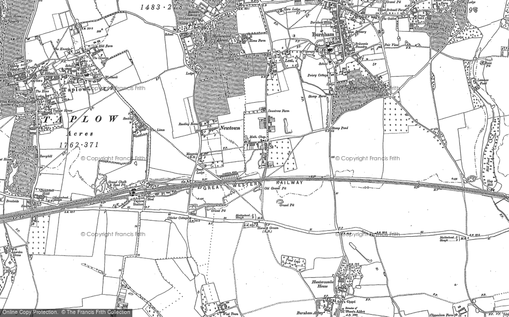 Old Map of Historic Map covering Burnham Abbey in 1910