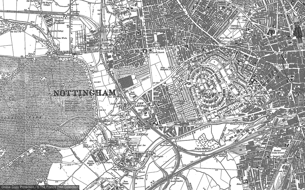 Old Map of Lenton, 1881 - 1899 in 1881
