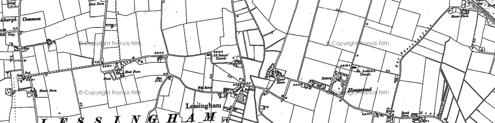 Old map of Lessingham in 1905