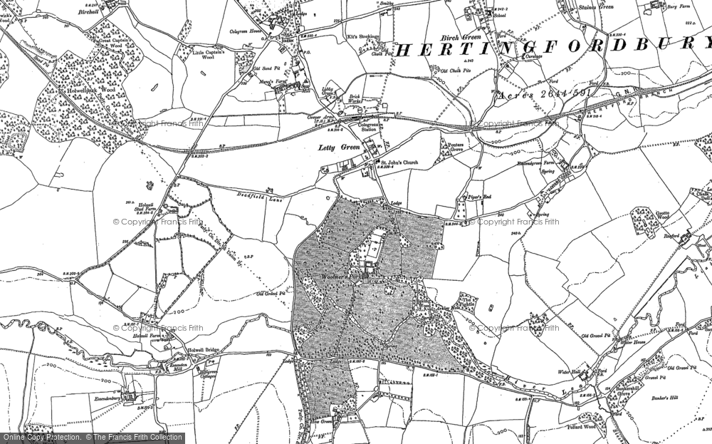 Old Map of Letty Green, 1896 - 1897 in 1896