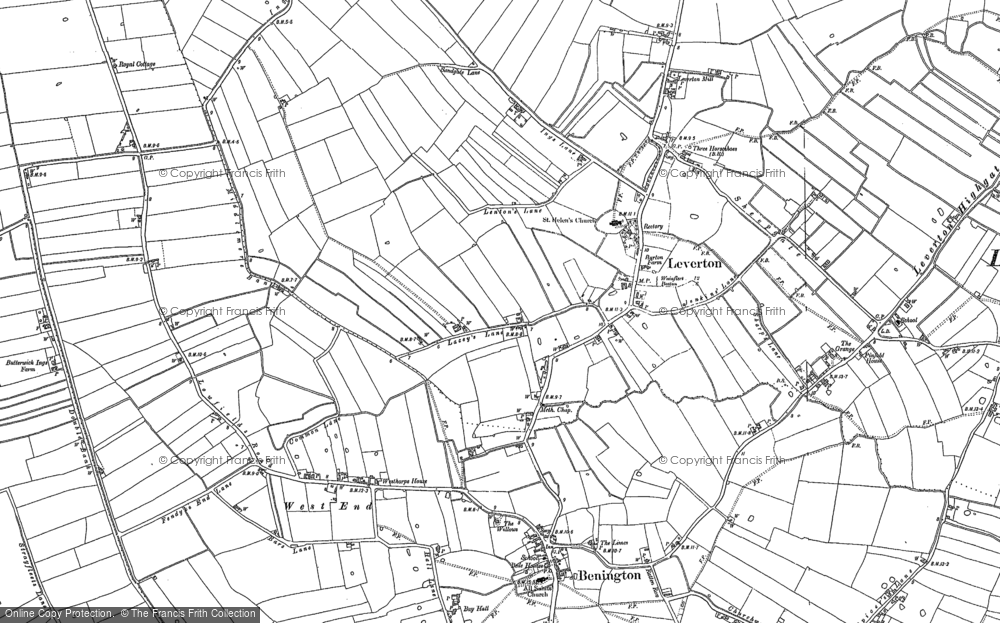 Old Map of Leverton, 1887 - 1903 in 1887
