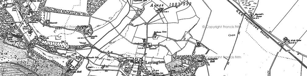Old map of Levington in 1881