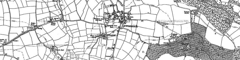 Old map of Lewannick in 1882