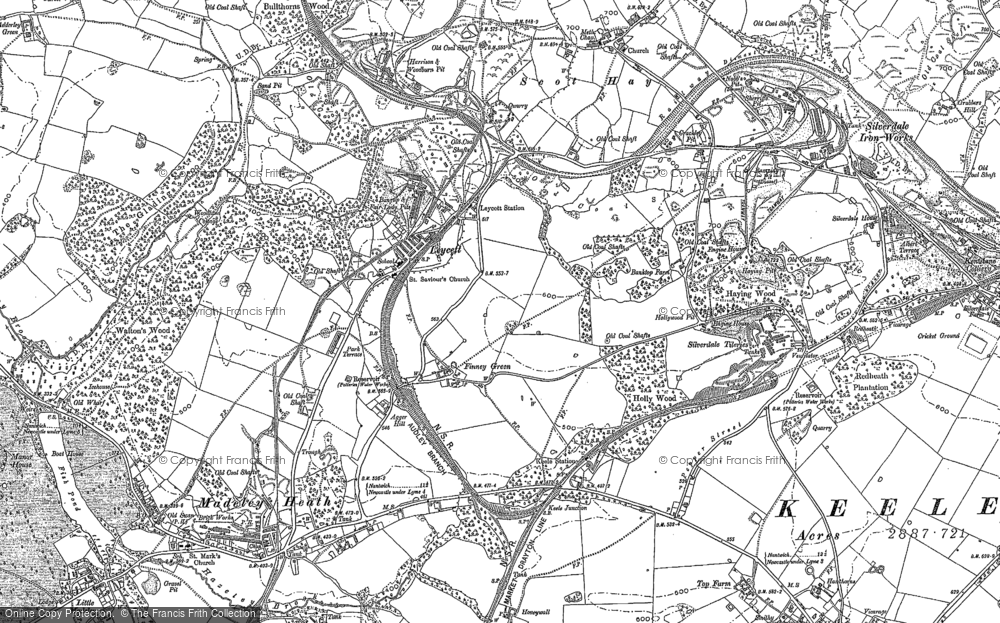 Old Map of Historic Map covering Finney Green in 1878