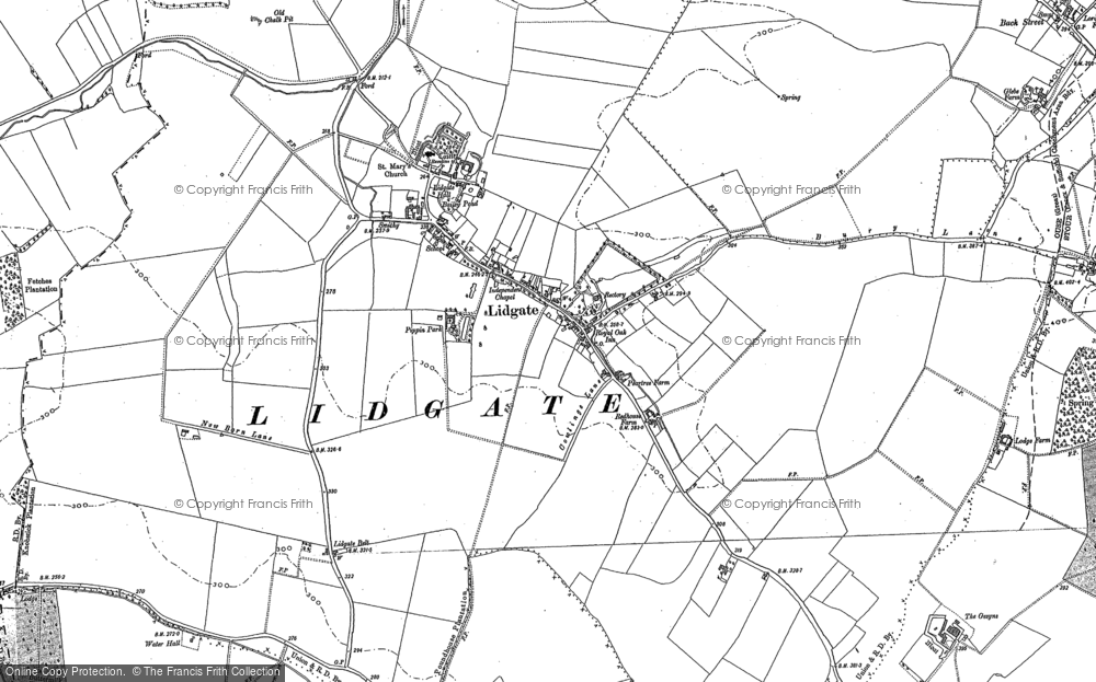 Old Map of Lidgate, 1884 - 1901 in 1884
