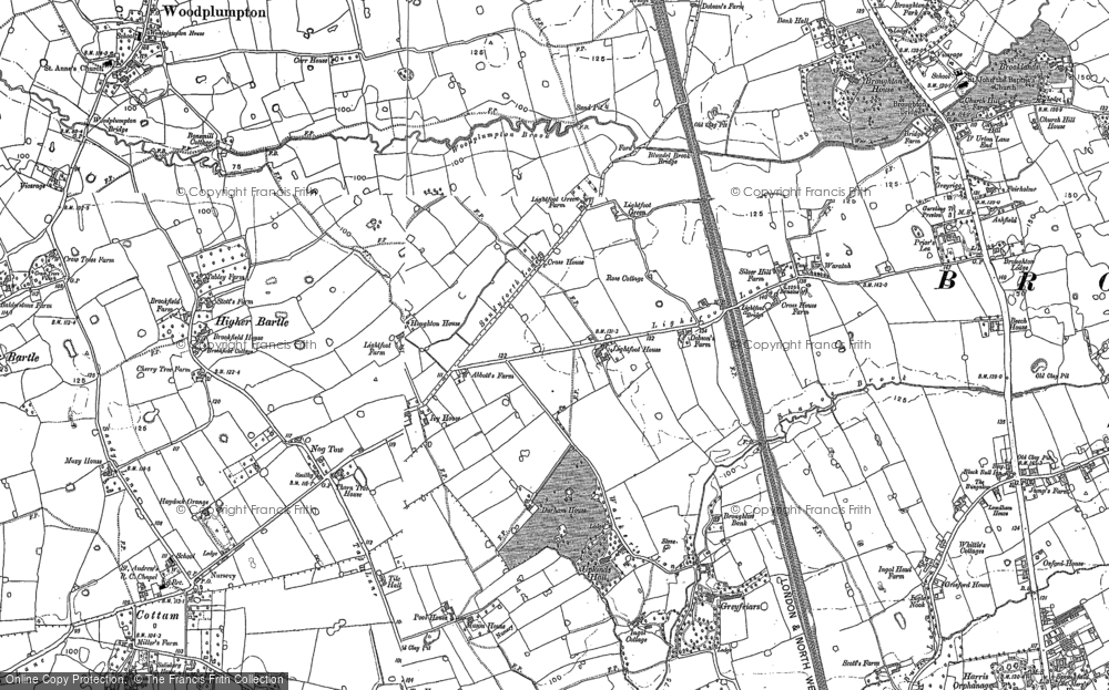 Old Map of Historic Map covering Woodplumpton Brook in 1892