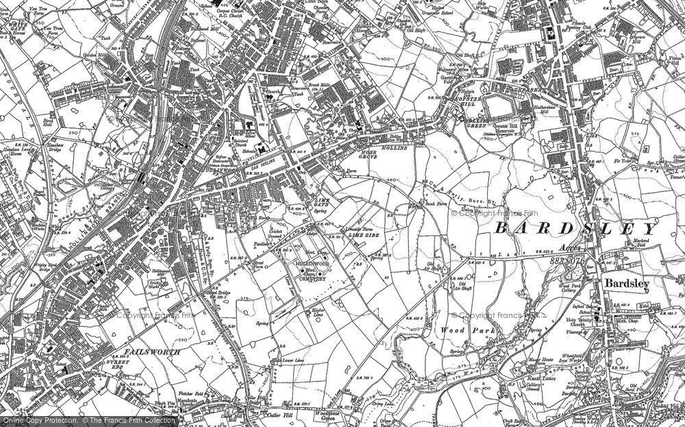 Old Map of Historic Map covering Hollinwood in 1891
