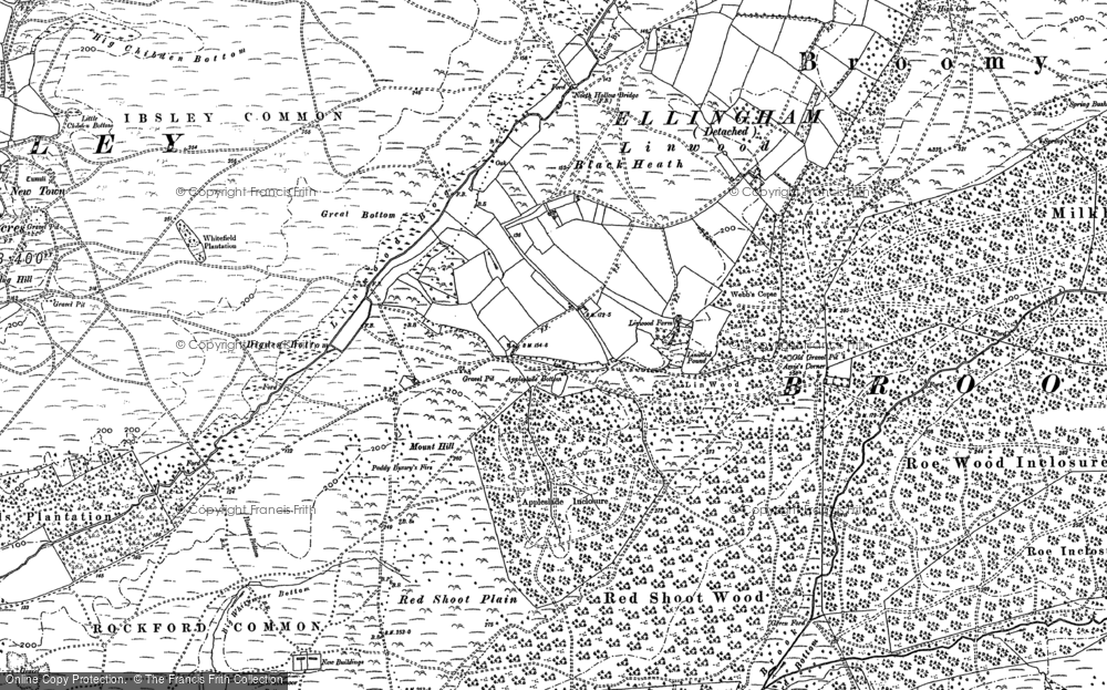 Old Map of Historic Map covering Broomy Inclosure in 1895
