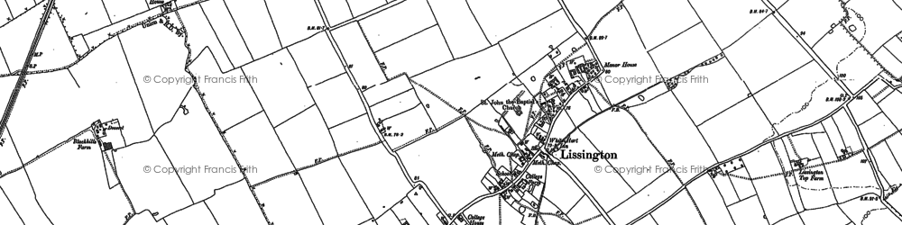 Old map of Lissington in 1886
