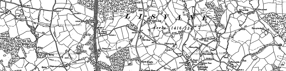 Old map of Lisvane in 1915