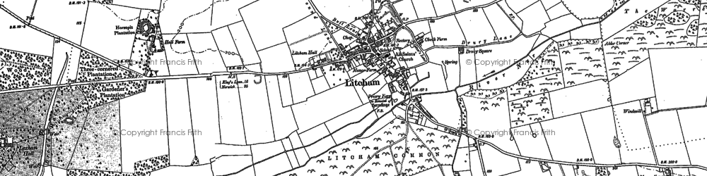 Old map of Litcham in 1883