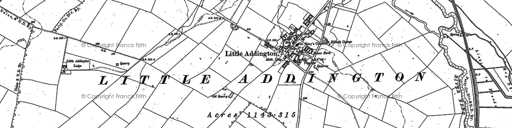 Old map of Little Addington in 1884