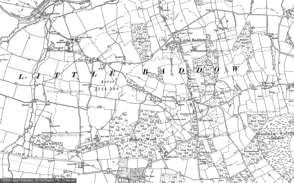 Old Map of Historic Map covering Brakey Wood in 1895