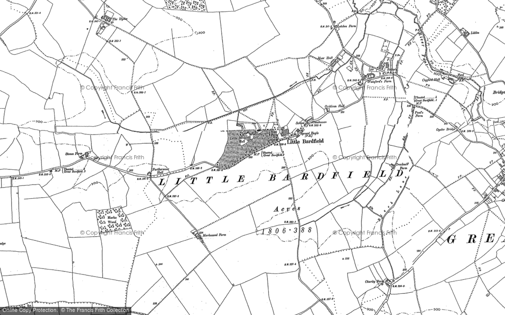 Old Map of Little Bardfield, 1896 in 1896