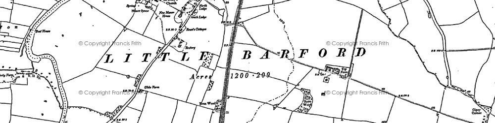Old map of Little Barford in 1900