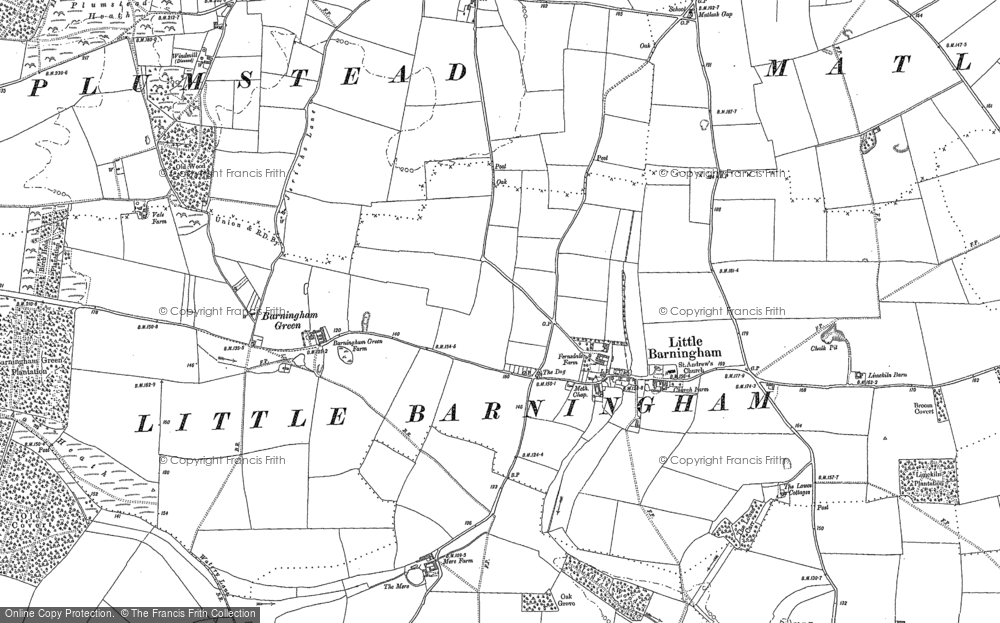 Old Map of Historic Map covering Barningham Green in 1885