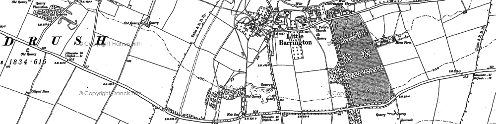 Old map of Little Barrington in 1889