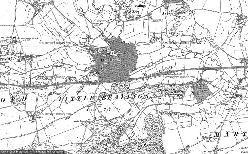 Old Map of Little Bealings, 1881 in 1881