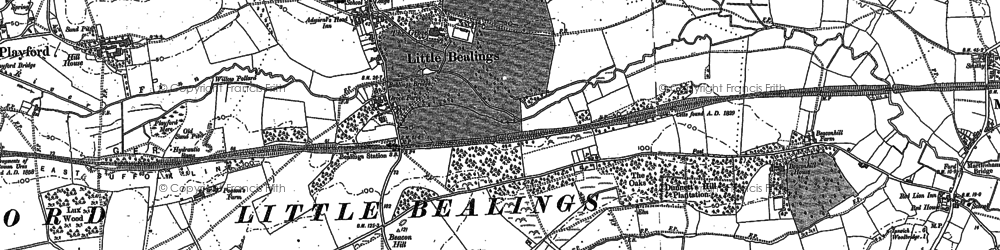 Old map of Little Bealings in 1881