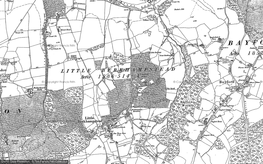 Old Map of Little Berkhamsted, 1896 in 1896