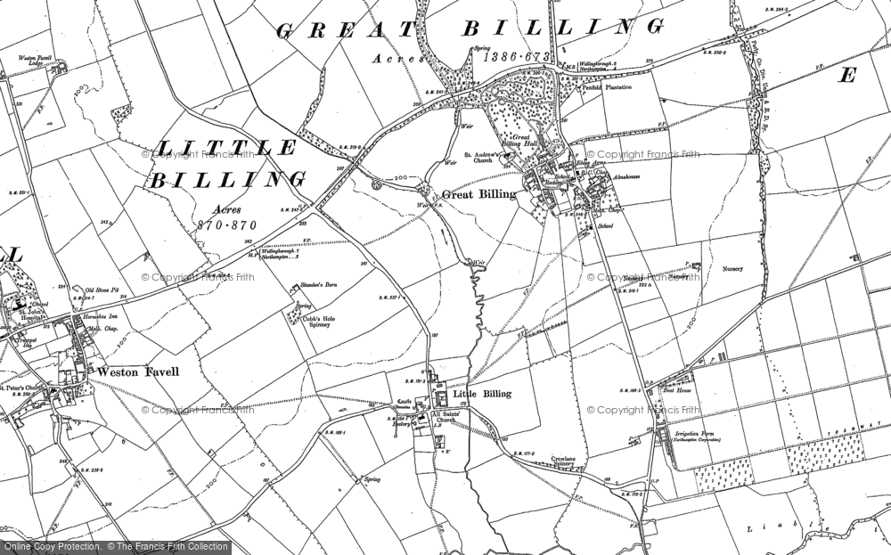 Old Map of Little Billing, 1884 in 1884
