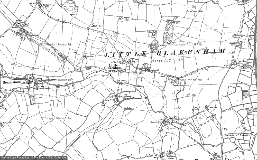 Old Map of Little Blakenham, 1881 - 1884 in 1881