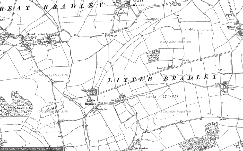 Old Map of Historic Map covering Little Thurlow Green in 1902