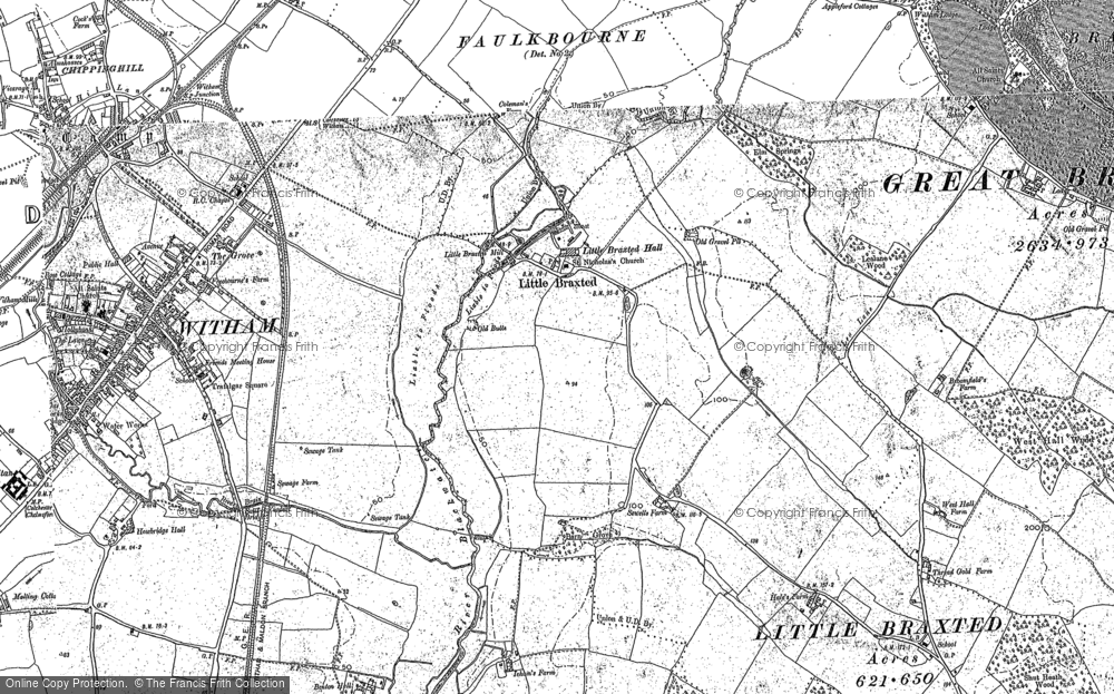 Old Map of Little Braxted, 1895 in 1895