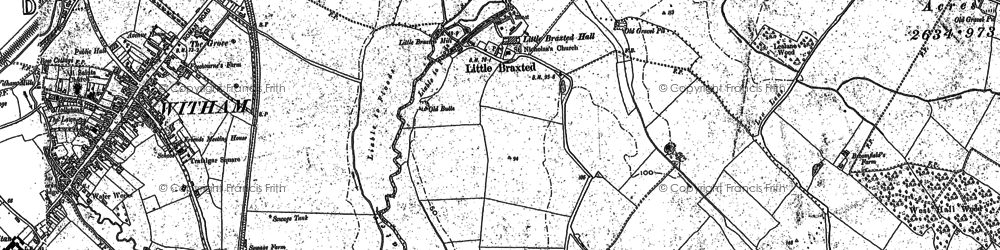 Old map of Little Braxted in 1895
