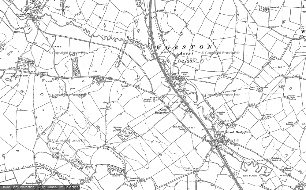 Old Map of Historic Map covering Worston Hall in 1879