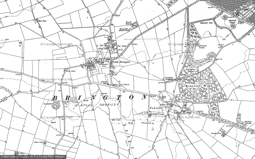 Old Map of Little Brington, 1884 in 1884