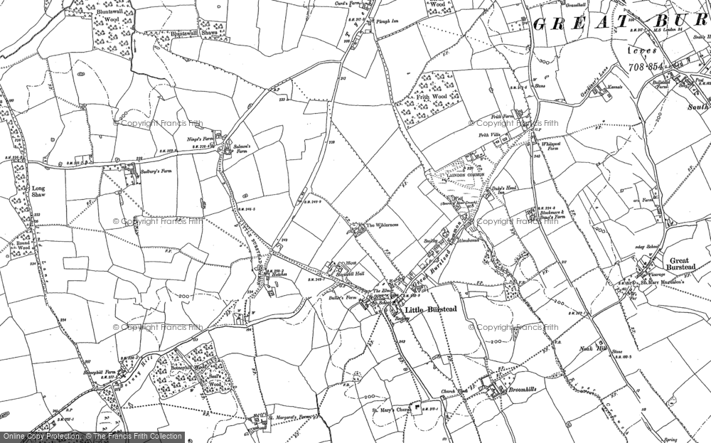 Old Map of Historic Map covering Tye Common in 1895
