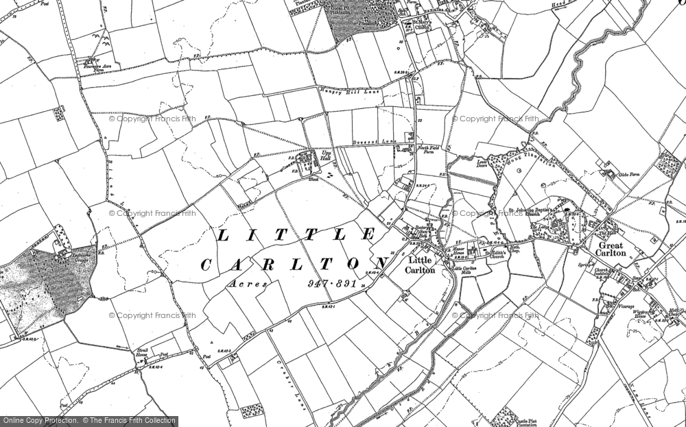 Old Map of Little Carlton, 1888 in 1888