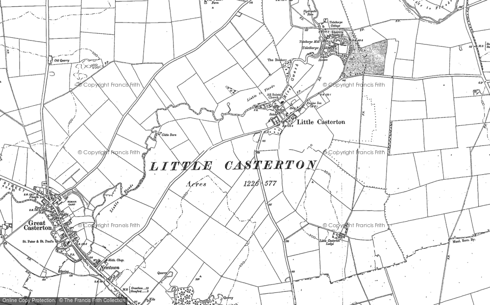 Old Map of Little Casterton, 1885 - 1903 in 1885