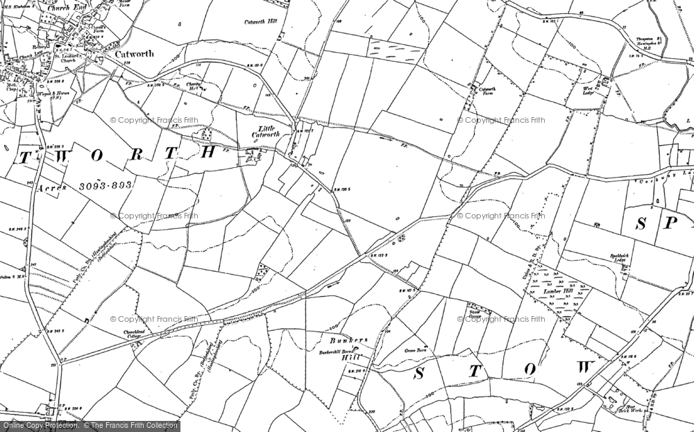 Old Map of Historic Map covering Catworth in 1900