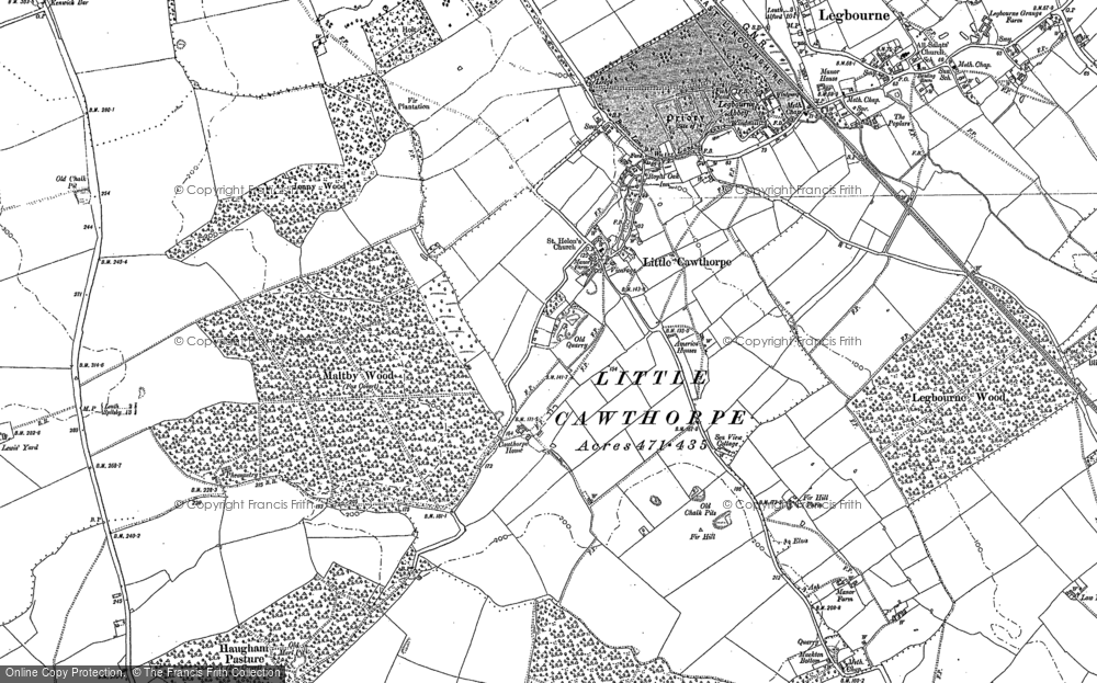 Old Map of Historic Map covering Legbourne Wood in 1886