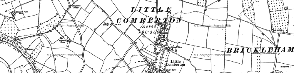 Old map of Little Comberton in 1884