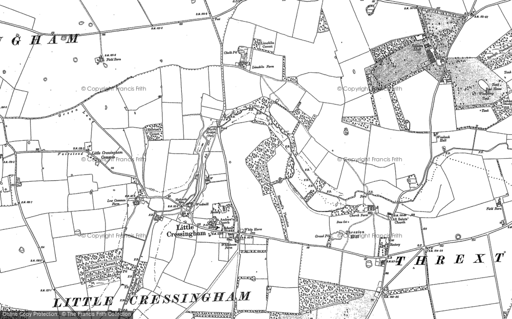 Old Map of Historic Map covering Threxton Hill in 1882