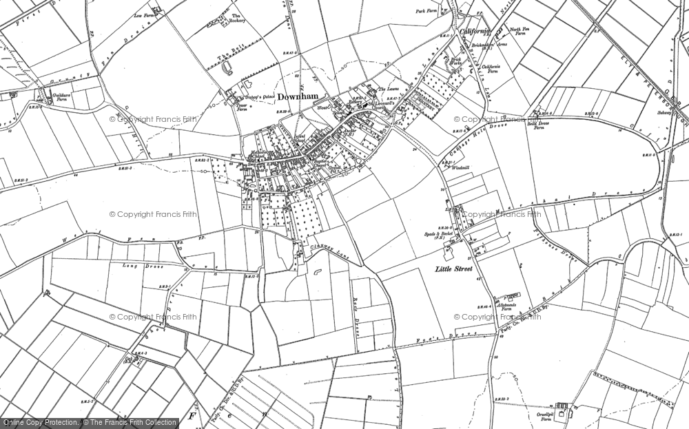 Old Map of Little Downham, 1885 - 1886 in 1885
